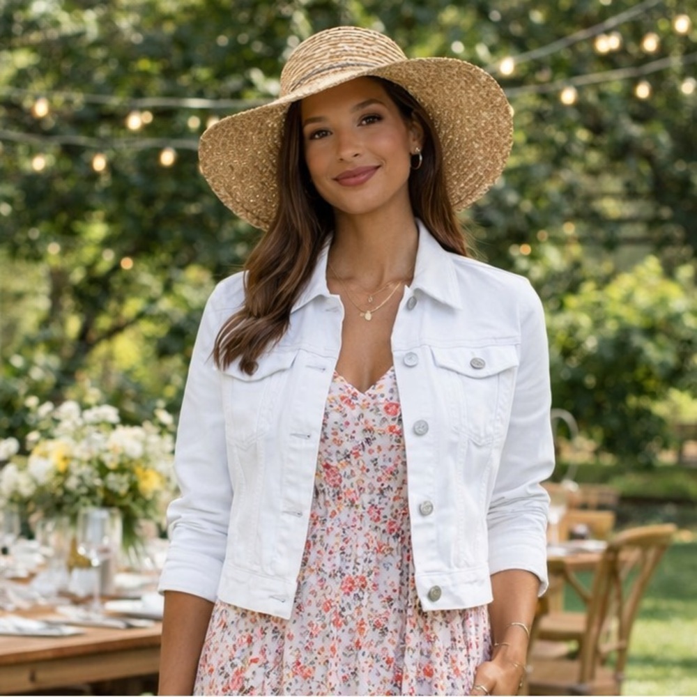 Banana Republic Factory Fitted Jacket In White Denim